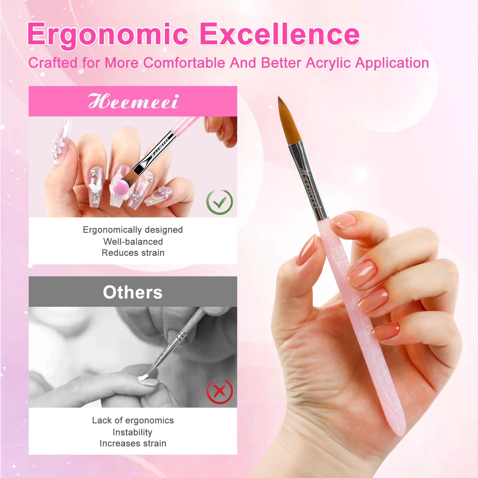 3Pcs Acrylic Nail Brush Set for Nail Art & 3D Carving - Salon & DIY Use