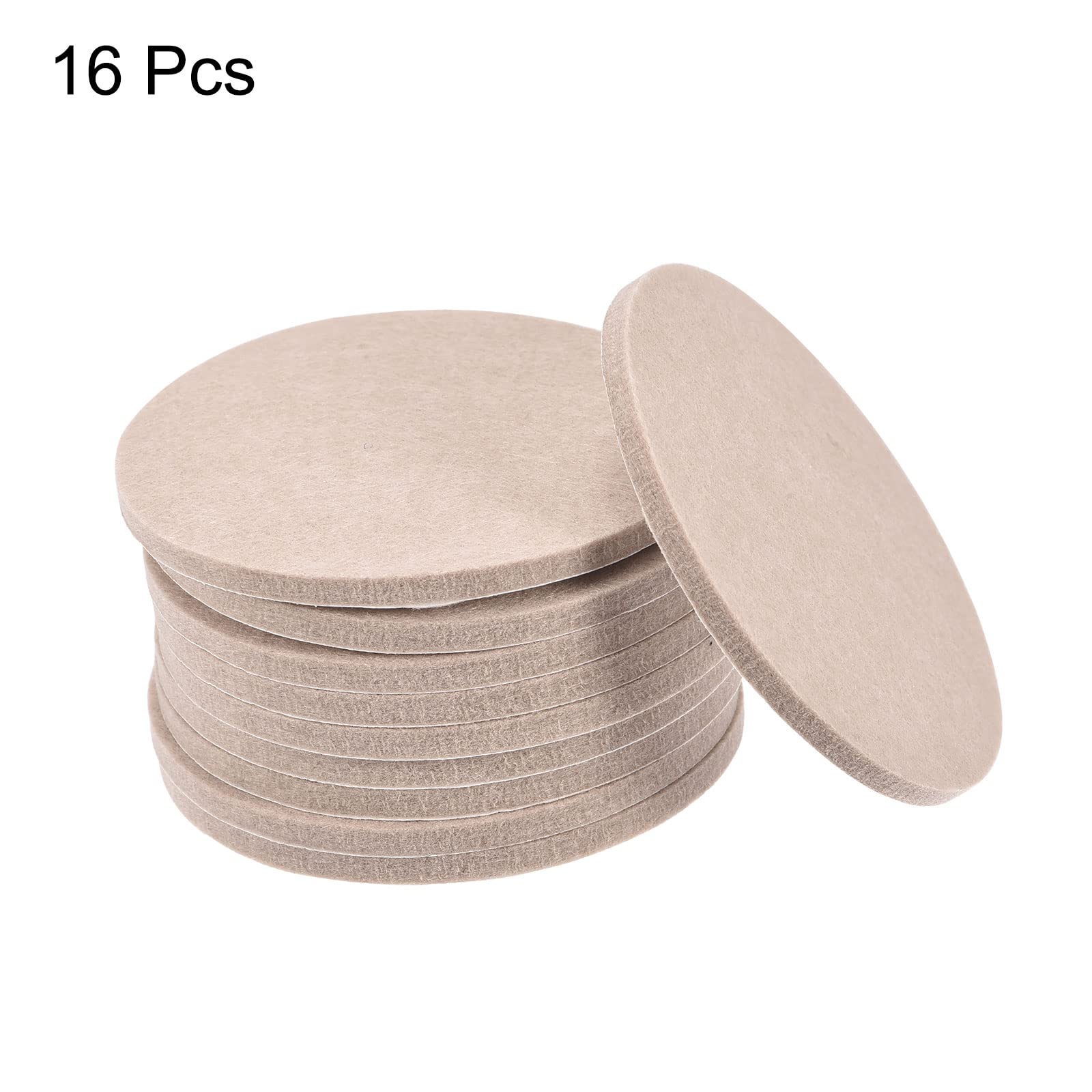 uxcell 85mm Self-Adhesive Felt Furniture Pads - Non-Slip Round Felt Protectors for Cabinets, Chairs & Floors (Beige, 16-Pack) | Prevent Scratches & Noise on Hardwood, Tile & Laminate