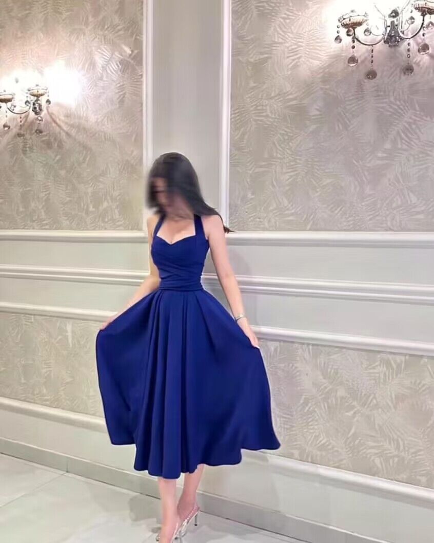 Royal Blue Halter A-Line Prom Dress for Homecoming & Formal Events - Elegant J2727 for Dances, Parties & Special Occasions