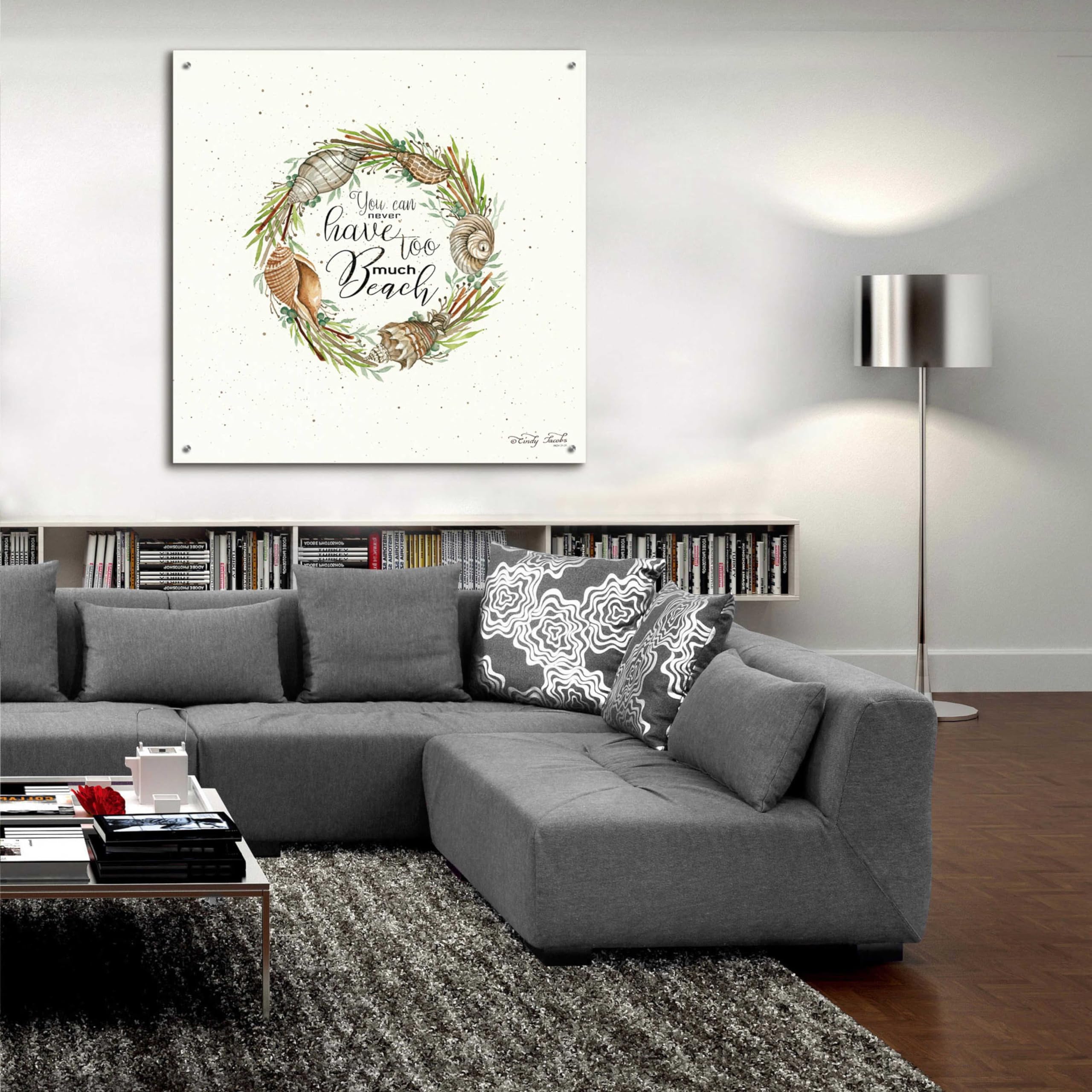 Epic Art 'Never Too Much Beach Shell Wreath' by Cindy Jacobs - 36x36 Inch Acrylic Glass Wall Decor - Coastal Home Decor for Living Room, Bedroom & Beach House