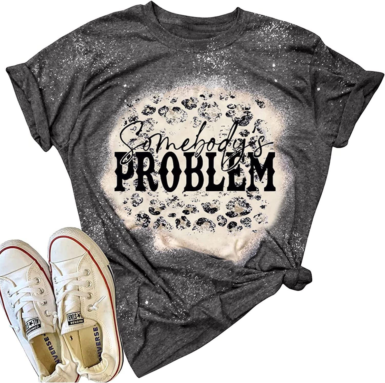 Vintage Country Music Bleached T-Shirt for Women - Retro Leopard Graphic Short Sleeve Tee | Perfect for Concerts, Festivals & Casual Wear