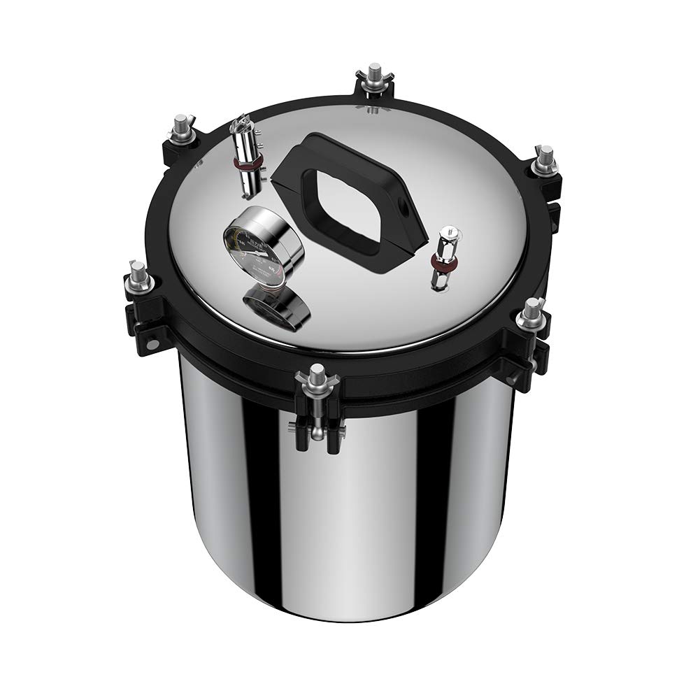 18L Steam Autoclave Sterilizer - Stainless Steel Dual Heating Pressure Sterilization Equipment with Gauge | Safe & Stable for Medical, Dental, Tattoo Tools, Lab Equipment Sterilization