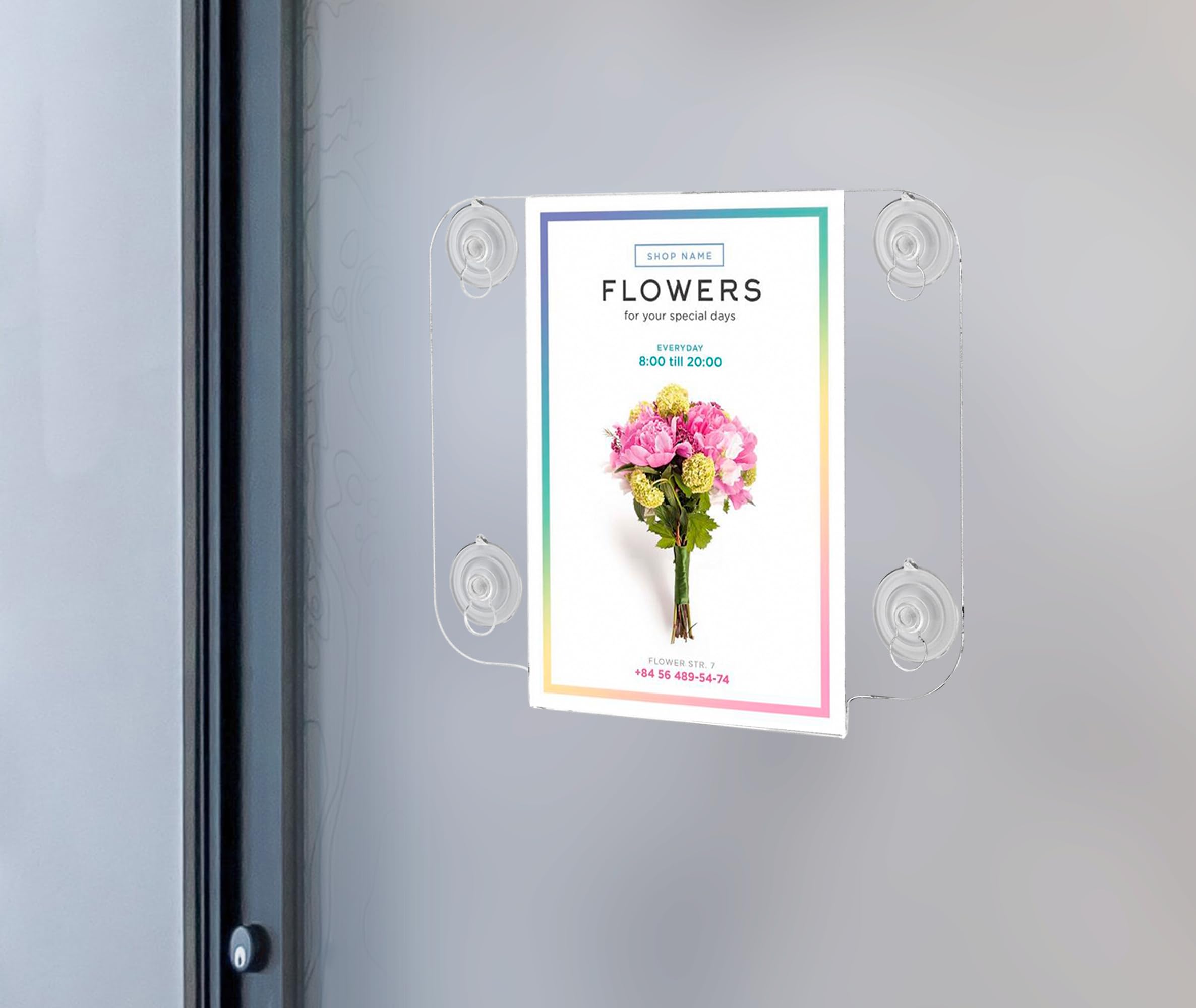 2 Pack 4x6 Inch Double Sided Suction Cup Sign Holders - Indoor/Outdoor Window & Glass Wall Mount for Advertising, Hours of Operation, Directions & Photo Notices - Perfect for Retail Stores, Restaurants & Office Signage