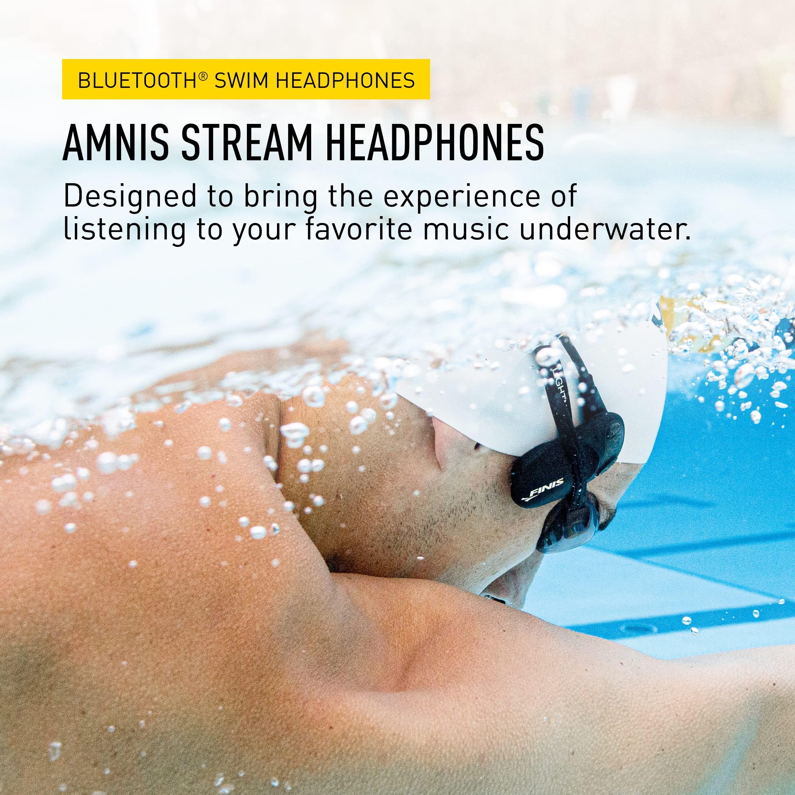 FINIS Amnis Stream Swim Bluetooth Headphones - Waterproof Wireless Earbuds for Swimming, Running & Workouts - Black (Model 1.30.076.101) | Perfect for Pool, Gym & Outdoor Sports