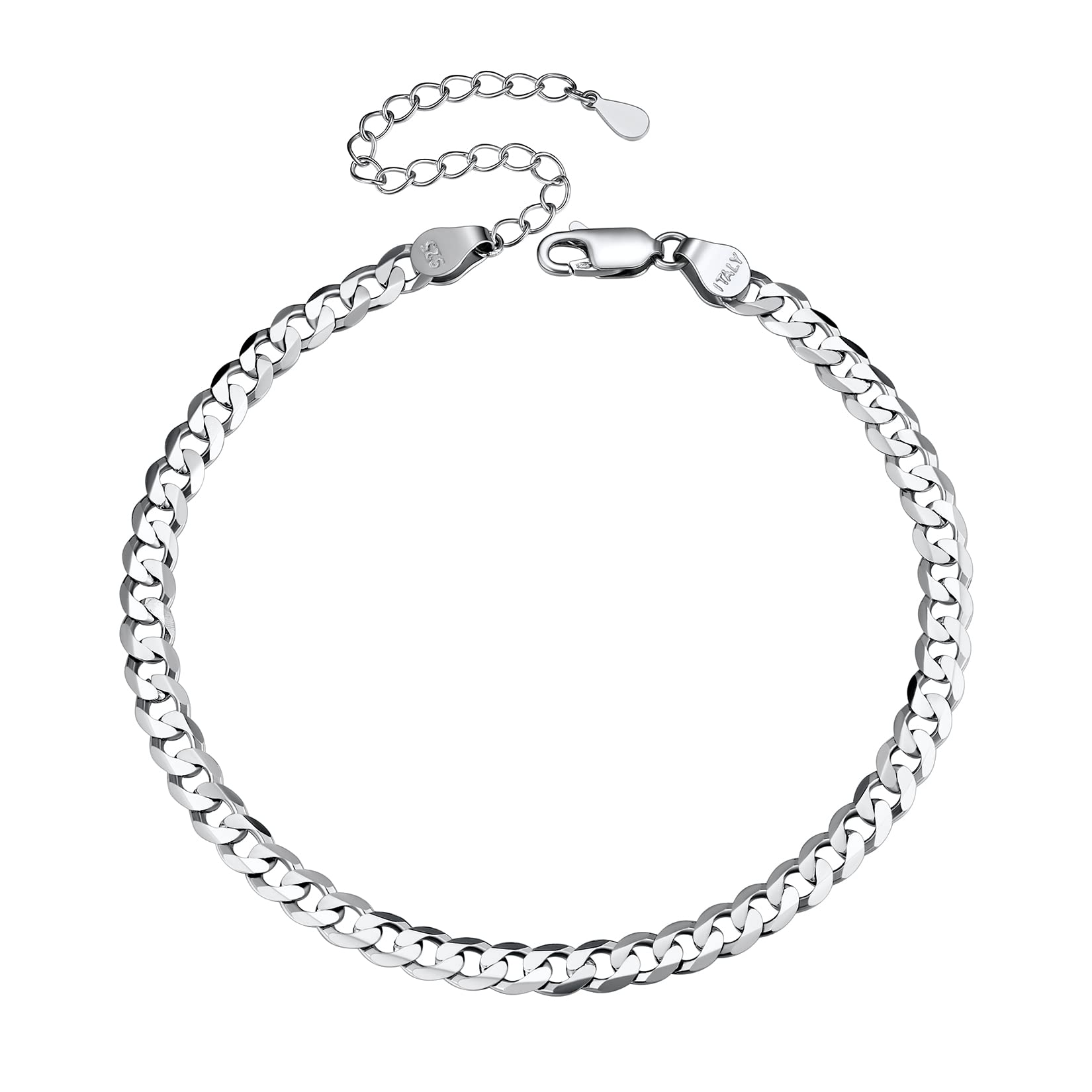Sterling Silver Initial Ankle Bracelet for Women - Personalized A-Z Letter Anklet with Flower, Figaro, Cuban Link & Herringbone Chains | Handmade Layered Anklet Jewelry | Perfect Summer Beach Gift for Her, Birthday, Anniversary & Everyday Wear