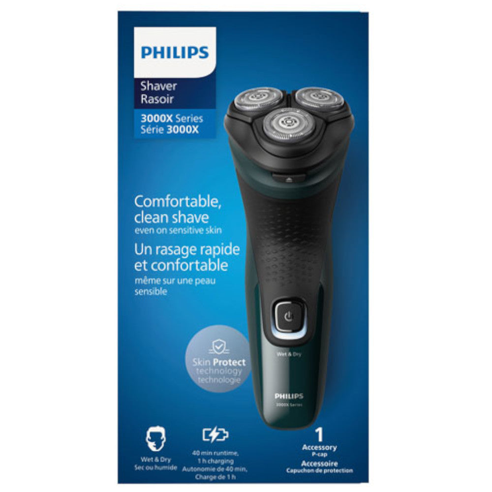 Philips X3002/00 Electric Shaver Series X3000 Wet & Dry - Rechargeable Cordless Men's Razor for Smooth Shaving at Home or Travel