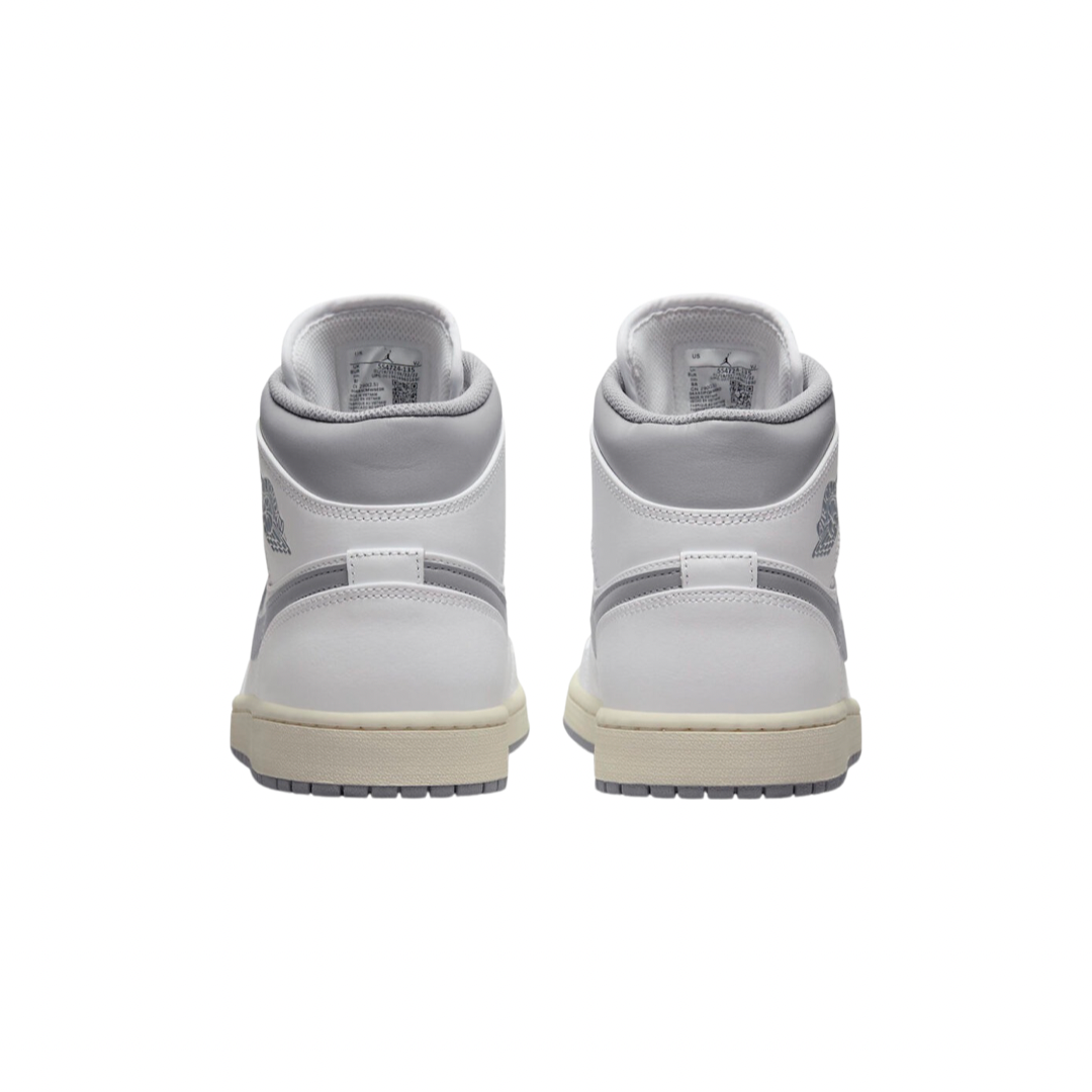 Air Jordan 1 Mid GS Sneakers - White & Stealth Grey Basketball Shoes for Women & Girls - Perfect for Casual Wear, Sports & Street Fashion