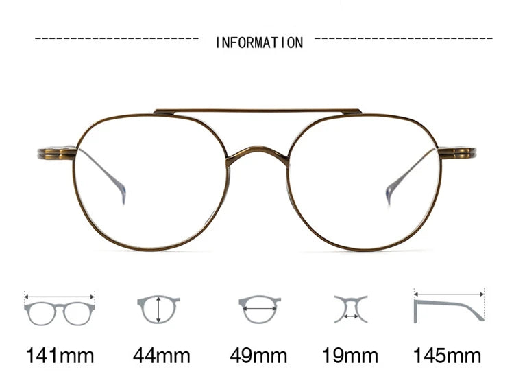 Unisex Black Titanium Square Double Bridge Full Rim Eyeglasses 9503 - Stylish & Durable for Work, Reading & Everyday Wear