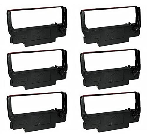 Bixolon SRP-275/275II Compatible Printer Ribbons - 6 Pack Black & Red RRC-201BR Replacement Cartridges for Retail POS Receipt Printing