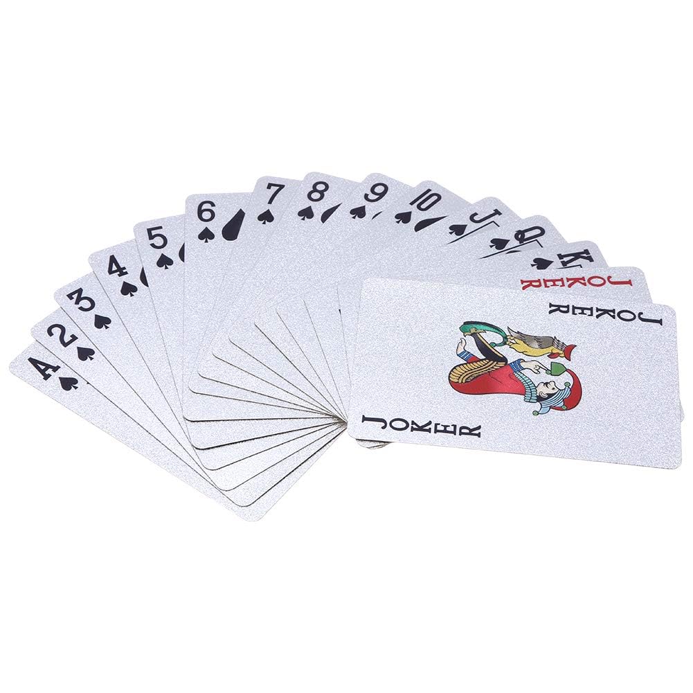 Premium Waterproof Plastic Playing Cards - Luxury Silver Foil Diamond Design, Standard Size 52+2 Poker Deck | Perfect for Casino Nights, Poker Parties, Travel & Outdoor Games