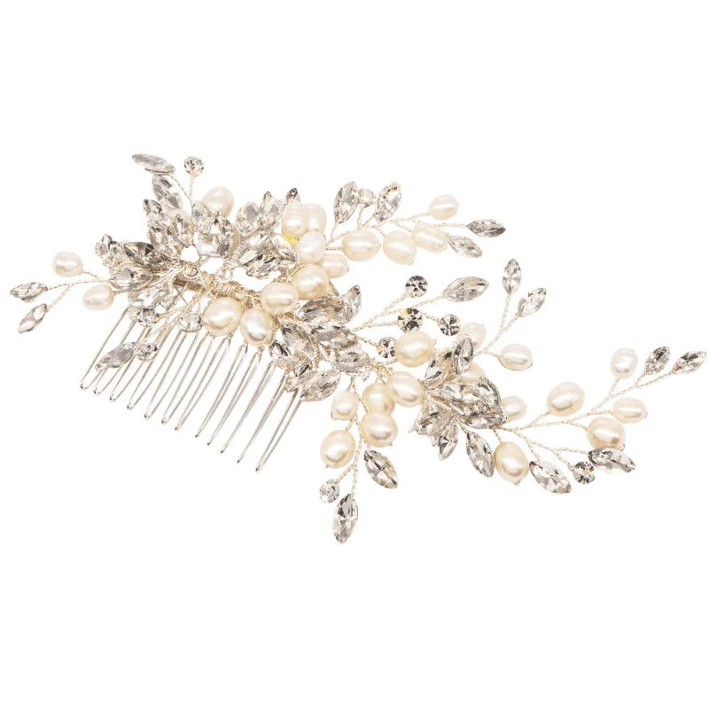 Elegant Silver Bridal Hair Comb with Crystal Headdress - Perfect for Weddings, Prom, and Formal Events (Style #9797)