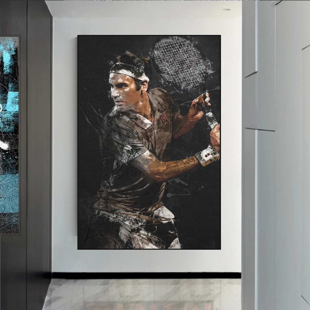 Roger Federer Canvas Wall Art - Premium Sports Decor for Tennis Fans & Home Office Decoration
