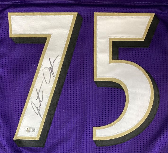Authentic Johnathan Ogden Baltimore Ravens Signed Purple Football Jersey - BAS ITP Certified - Perfect for NFL Collectors, Sports Memorabilia Displays & Ravens Fan Gifts
