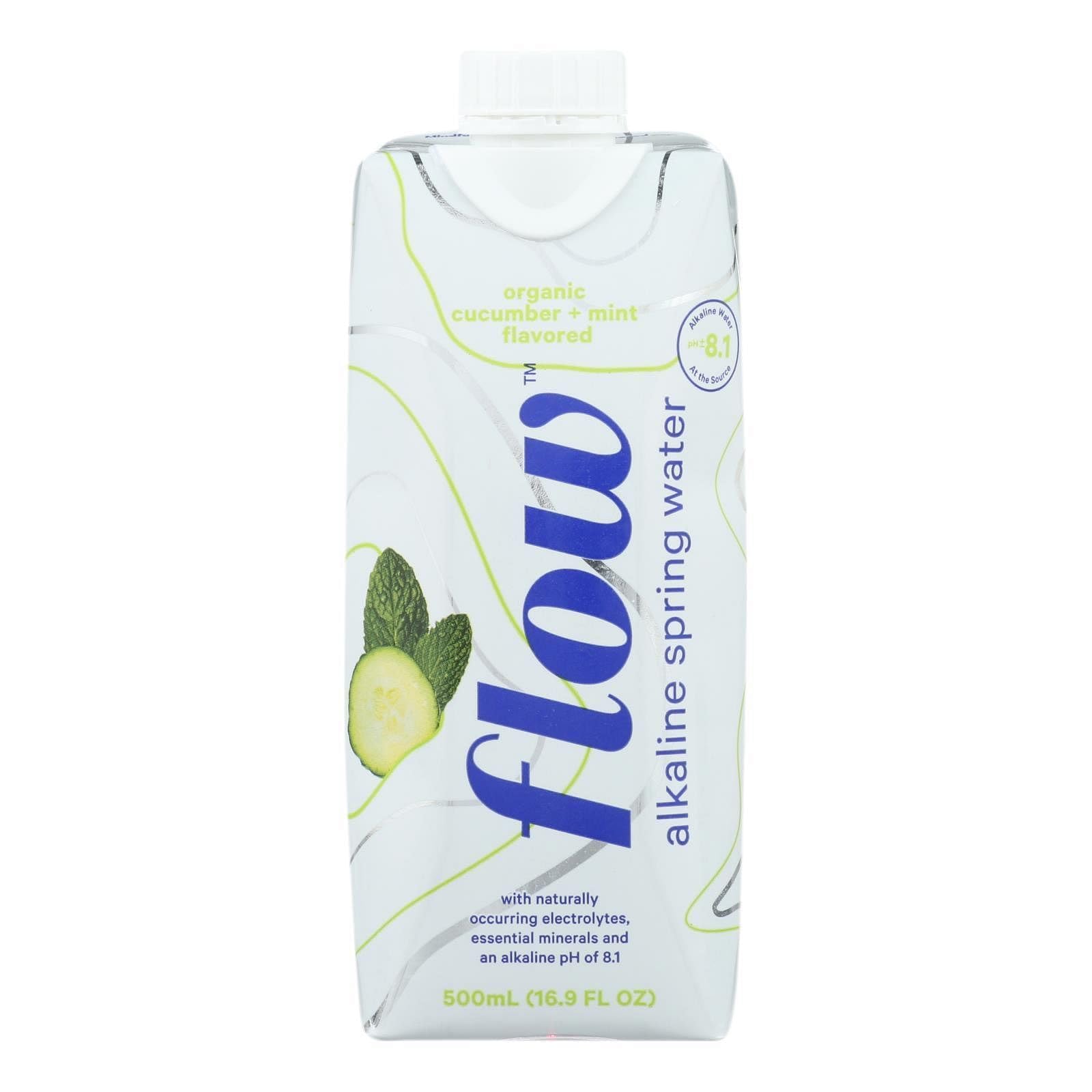 Flow Water Organic Cucumber Mint Spring Water 16.9 Fl Oz | Refreshing Hydration for Yoga, Workouts & Outdoor Adventures