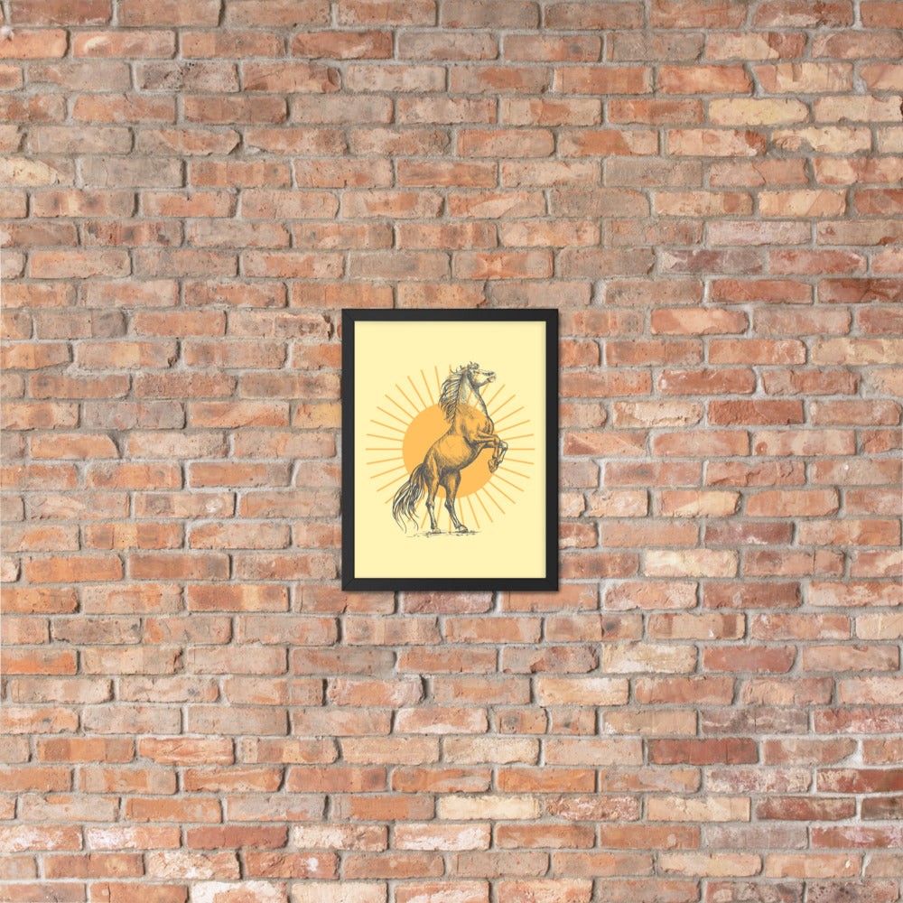 Sunburst Horse Framed Art Poster - Elegant Wall Decor & Home Art for Living Room, Bedroom, or Office