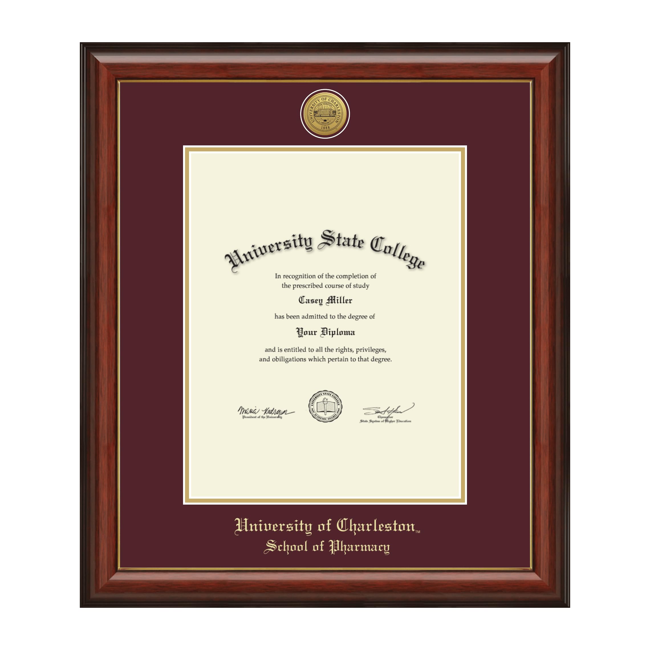 University of Charleston School of Pharmacy 11x14 Diploma Frame - Gold Engraved Medallion Display for Bachelor's, Master's & PhD Degrees - Perfect for Graduation Gifts & Office Decor