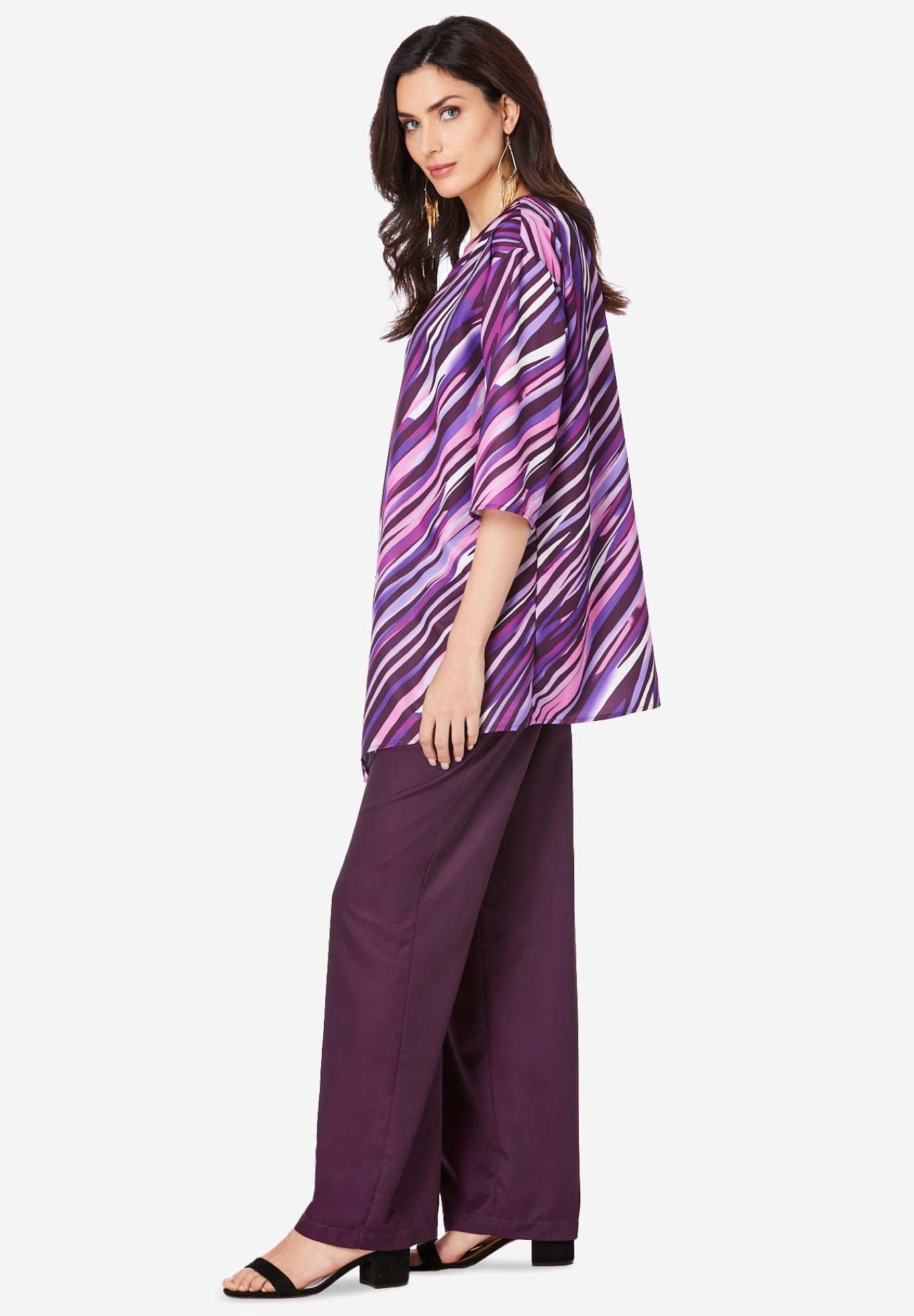 Roaman's Women's Plus Size 3-Piece Pant Suit Outfit - Professional Office Wear & Special Occasion Attire for Curvy Women