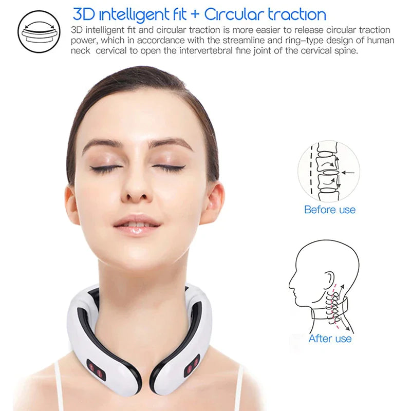Electric Neck Massager with Pulse & Magnetic Therapy - Instant Pain Relief for Shoulder, Back & Muscle - Perfect for Office, Travel & Home Use