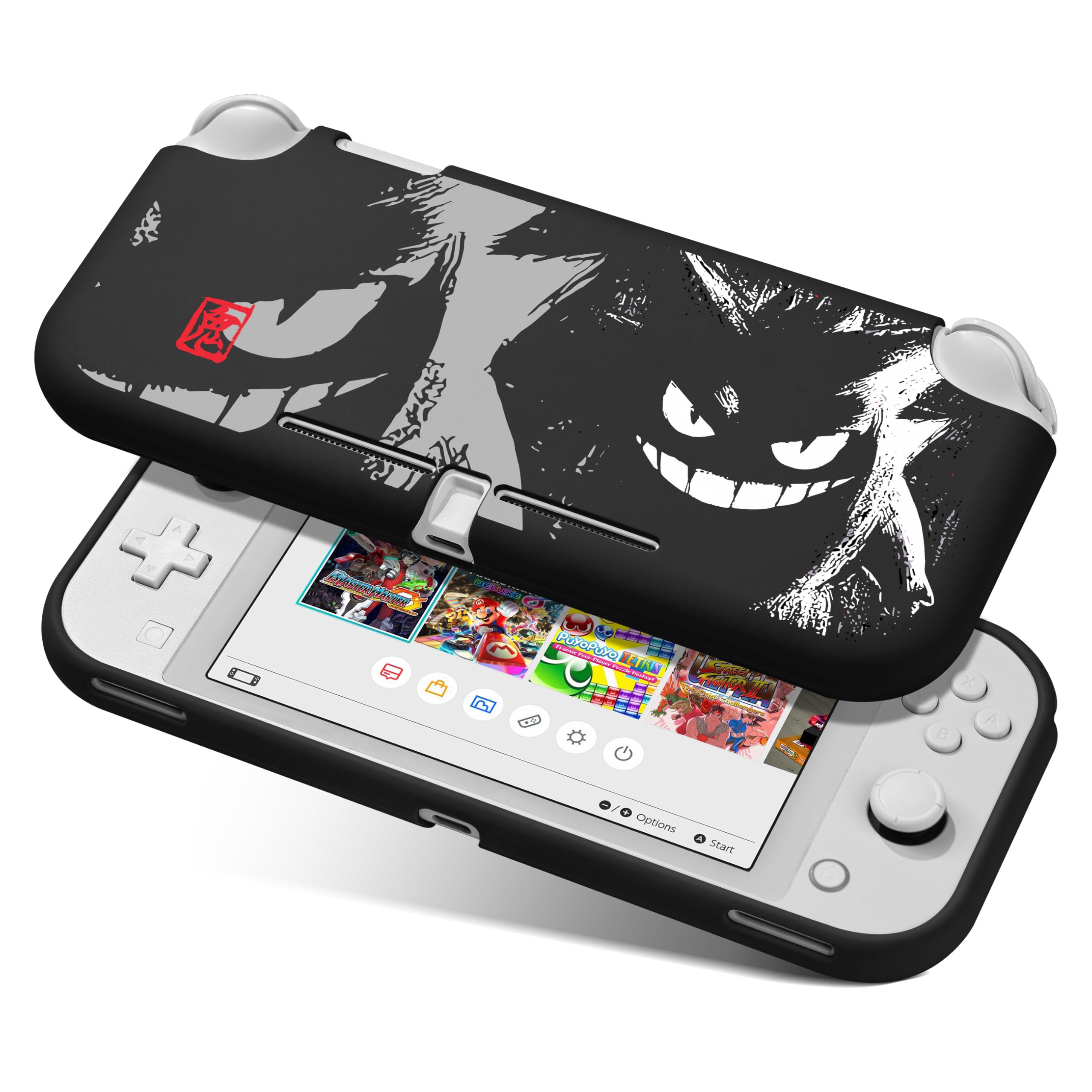 Xcitifun Soft TPU Protective Case for Nintendo Switch Lite - Cute Kawaii Cartoon Character Design for Girls, Boys & Kids | Durable Shockproof Cover Compatible with Switch Lite | Perfect for Gaming, Travel & Daily Protection (Black Comics Style)