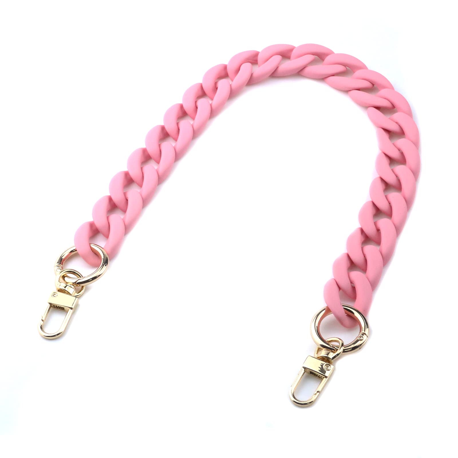 Mewutal Acrylic Purse Chain - Removable Handbag Strap with Double Buckles, Fishbone Resin Handle Replacement for Shoulder Bags & Crossbody Bags (Pink, 45cm/17.72