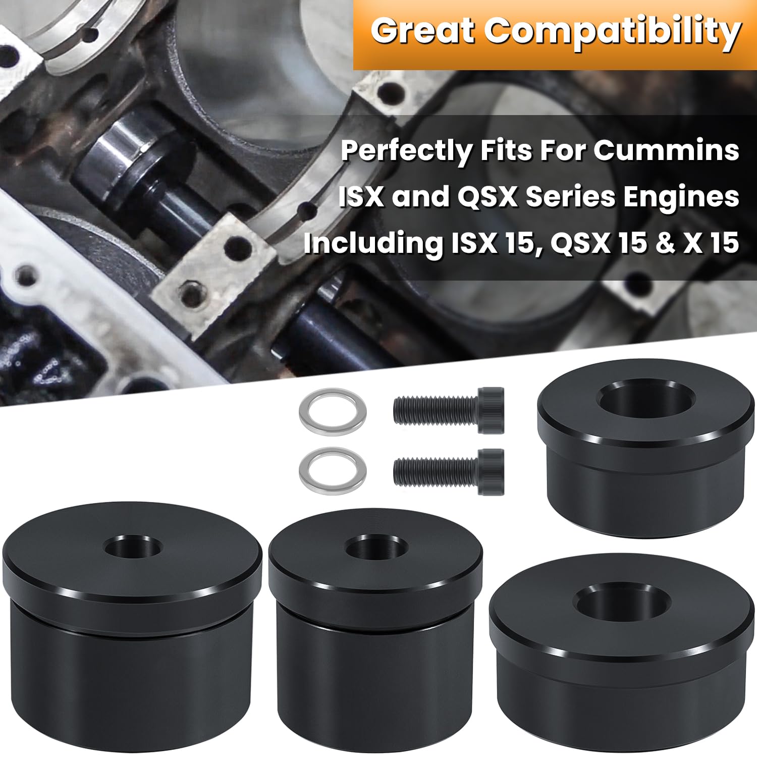 Cummins ISX ISX15 QSX QSX15 X15 Cam Bearing Adapter Tool Set - Camshaft Bearing Installation & Removal Kit (M20060-39, M2006039) - Professional Diesel Engine Repair Tool for Heavy Duty Trucks & Equipment Maintenance