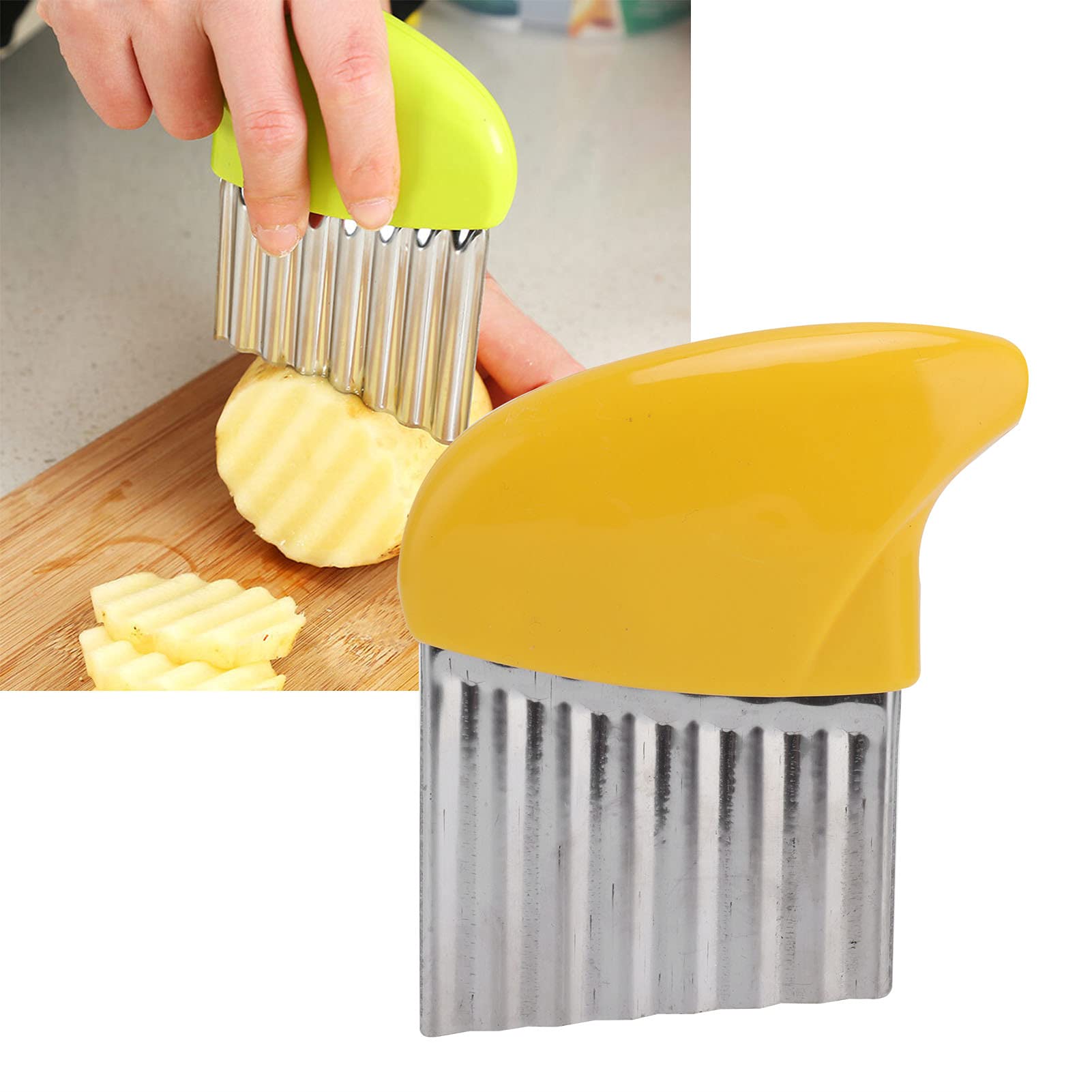 Premium Stainless Steel Potato Cutter & Vegetable Chopper - Crinkle Chip Slicer for Potatoes, Onions, Fruits | Kitchen Gadget for Making French Fries, Chips & Salad Prep | Perfect for Home Cooking & Meal Prep