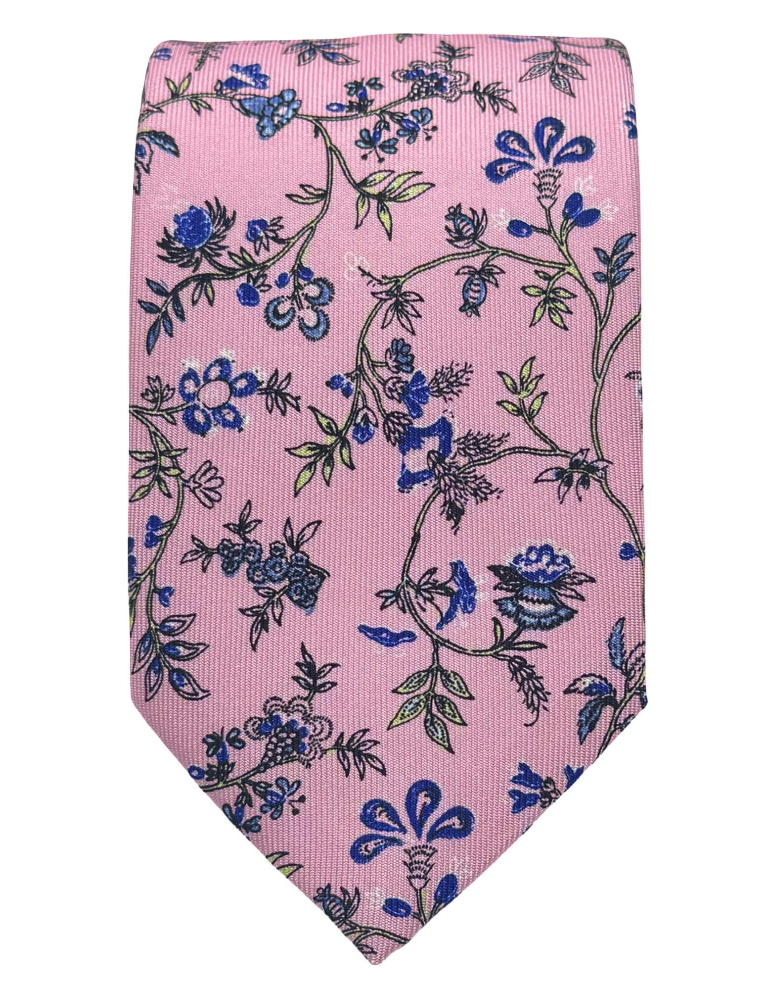 DÉCLIC Staveley Floral Tie for Men - Elegant Pink Silk Necktie - Perfect for Weddings, Business Meetings & Formal Events