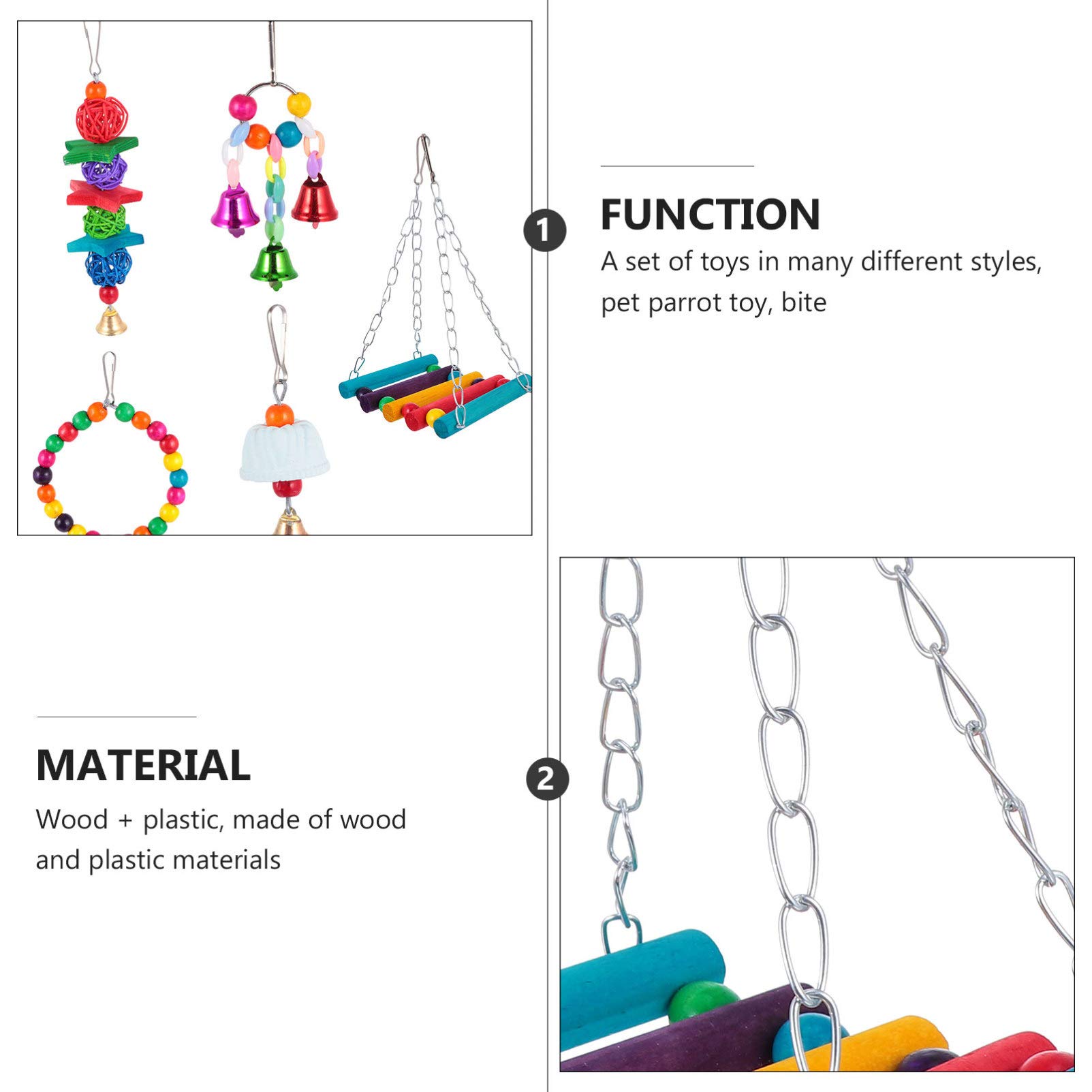 Balacoo 5pcs Natural Wooden Parrot Chew Toys - Hanging Swing & Bird Cage Accessories for Small & Medium Birds | Perfect for Playtime, Exercise & Beak Conditioning