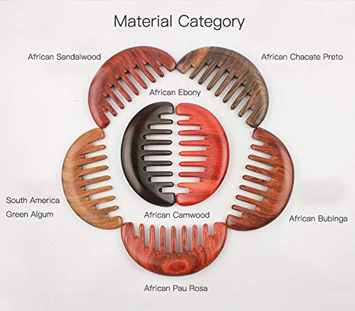 ERZA SCARLET Wooden Head Massage Comb - Wide Tooth Ebony Comb for Scalp, Hair & Breast Massage (African Camwood) - Perfect for Relaxation, Stress Relief & Hair Care