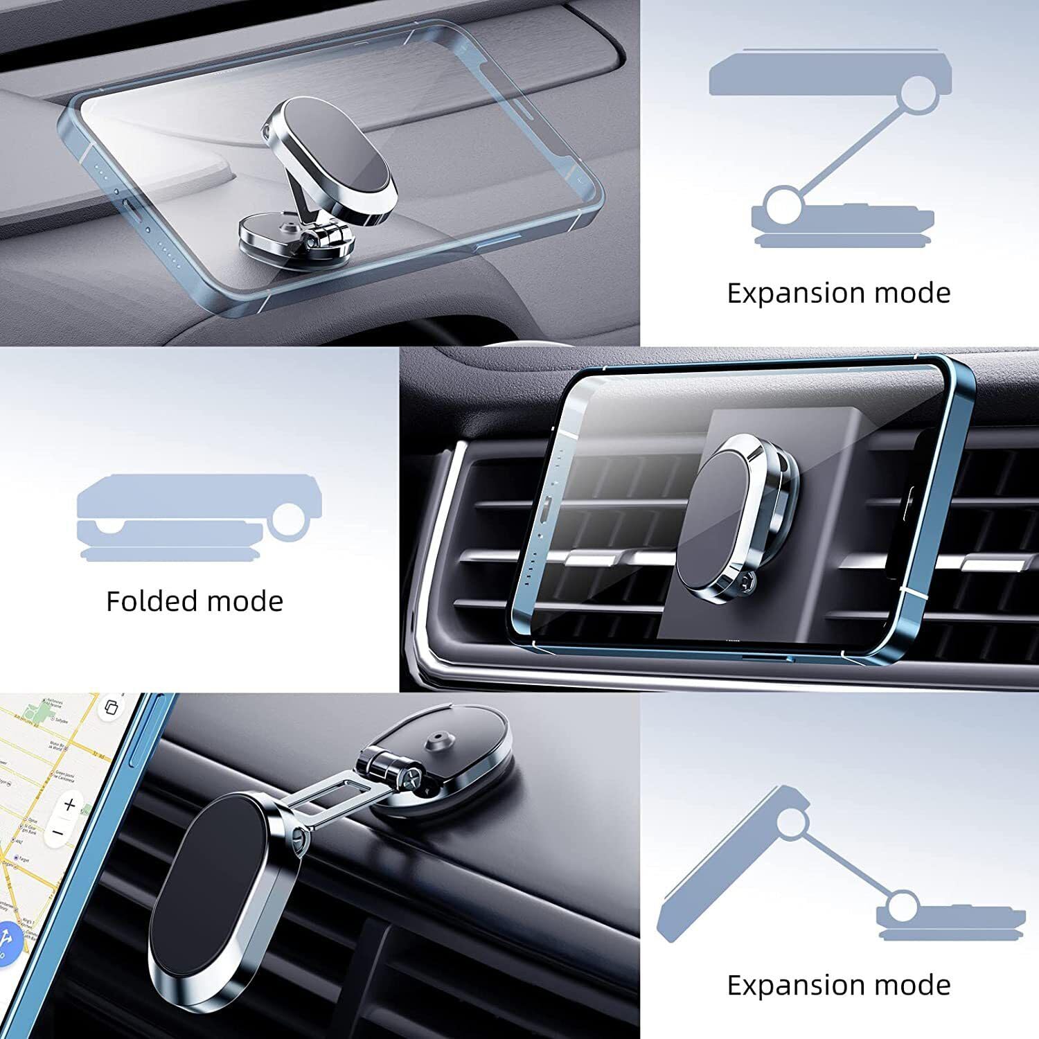 Strong Magnetic Phone Holder for Car - 360° Rotating Dashboard Phone Mount, Universal Fit for iPhone 15/14/13/12 Pro Max & Samsung S24/S23/Android - Easy Installation for Safe Driving & Hands-Free Navigation