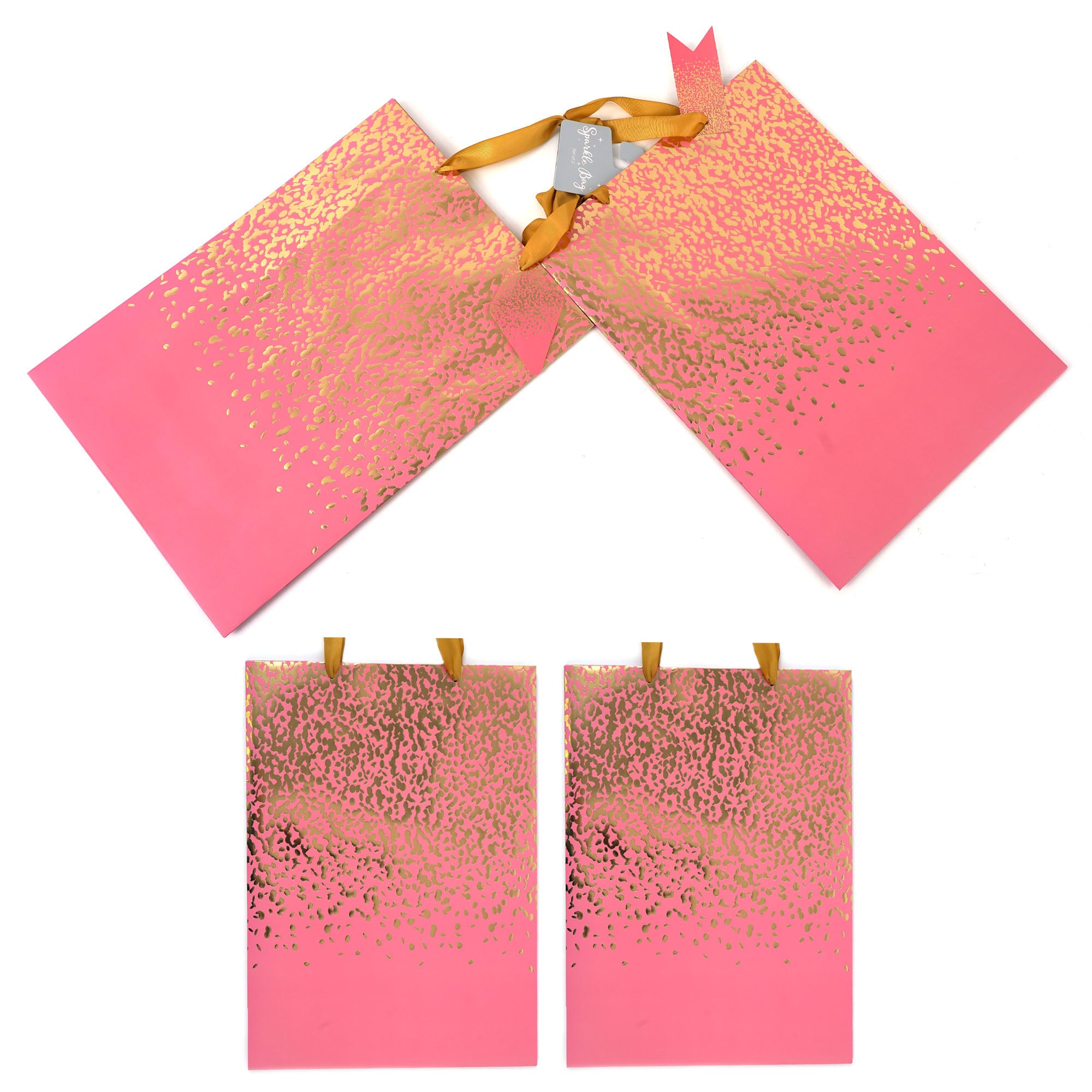 2-Pack Extra Large Gift Bags with Hot Stamp Matte Finish - Blush Pink with Gold Speckles | Perfect for Birthday, Wedding, Anniversary & Holiday Presents