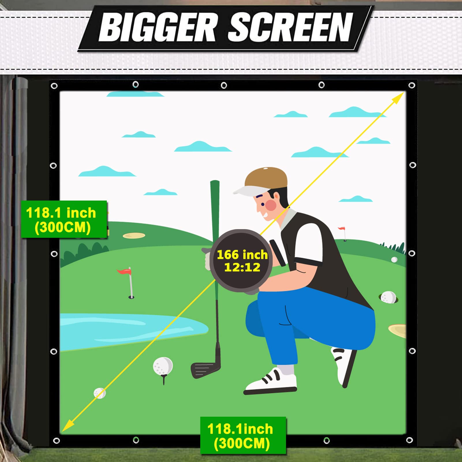 Premium Indoor Golf Simulator Impact Screen - High-Quality Projection Screen for Golf Training & Practice | Perfect for Home Golf Simulators, Driving Ranges & Backyard Golf Setups