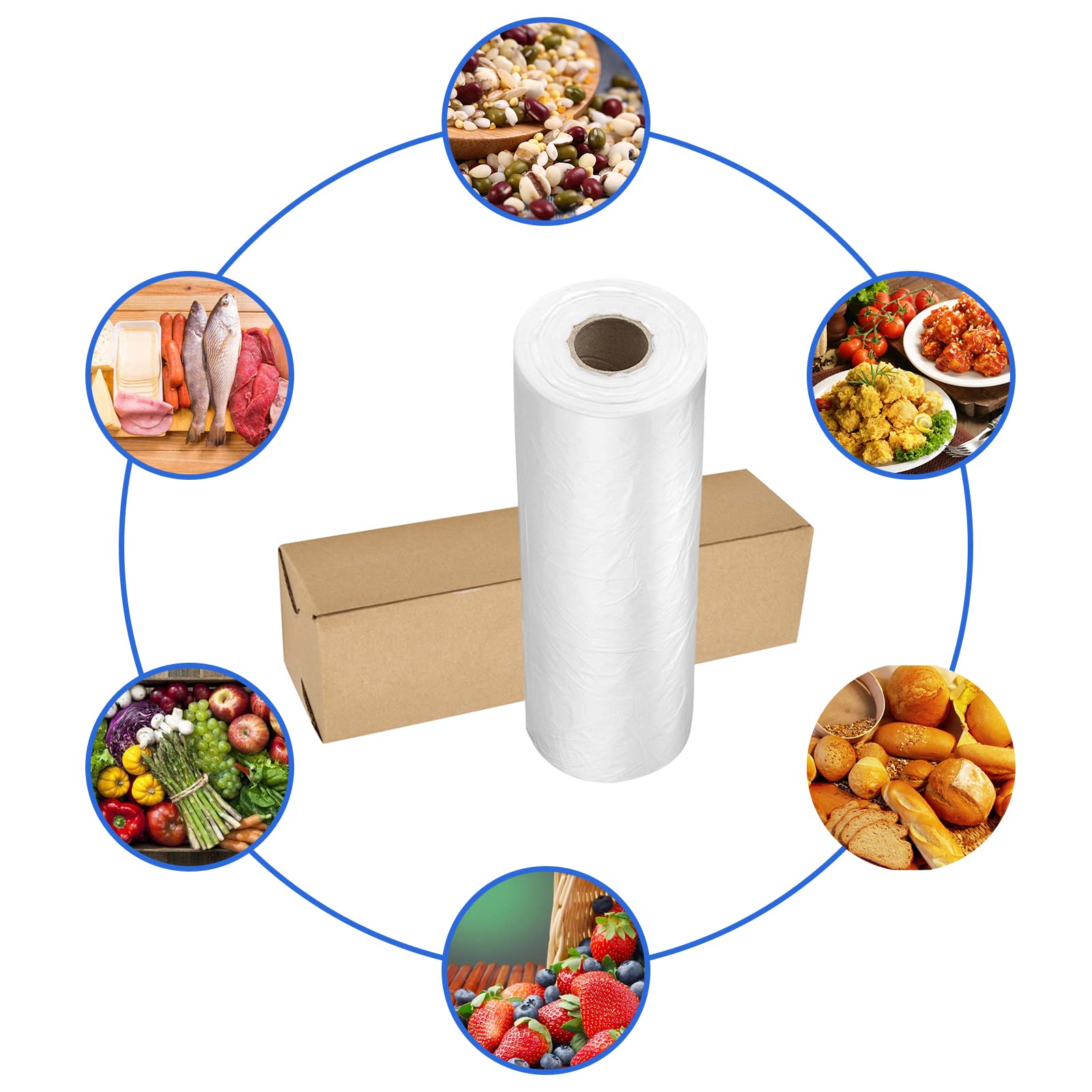12x20 Clear Plastic Produce Bags on Roll - 350 Count Bulk Food Storage Bags for Vegetables, Fruits, Bread & Groceries | Heavy Duty Pet Waste Bags | Perfect for Supermarkets, Farmers Markets & Home Kitchen Use (12