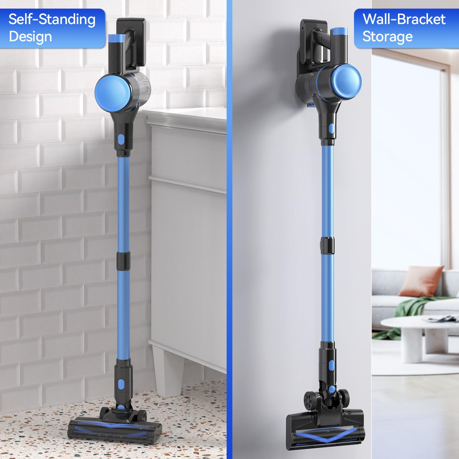 N8 Cordless Stick Vacuum Cleaner - Lightweight, Powerful Suction, 2200mAh Battery for 40 Min Runtime, Self-Standing Rechargeable Vacuum for Hardwood Floors, Carpets & Pet Hair - Perfect for Quick Cleanups & Pet Owners