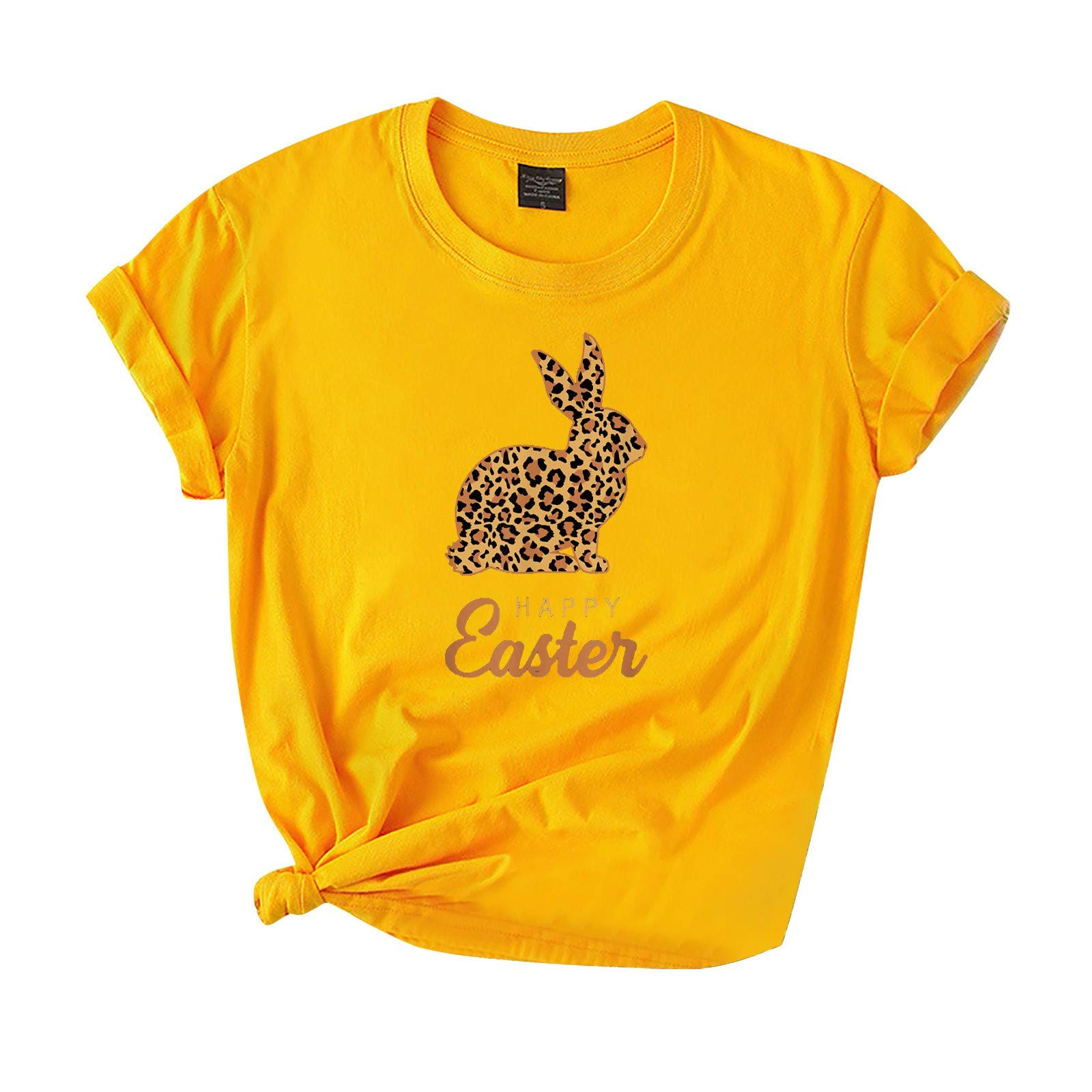 Women's Fashion Athletic T-Shirts - Easter Bunny Print Short Sleeve Round Neck Graphic Tee for Running, Yoga & Casual Wear