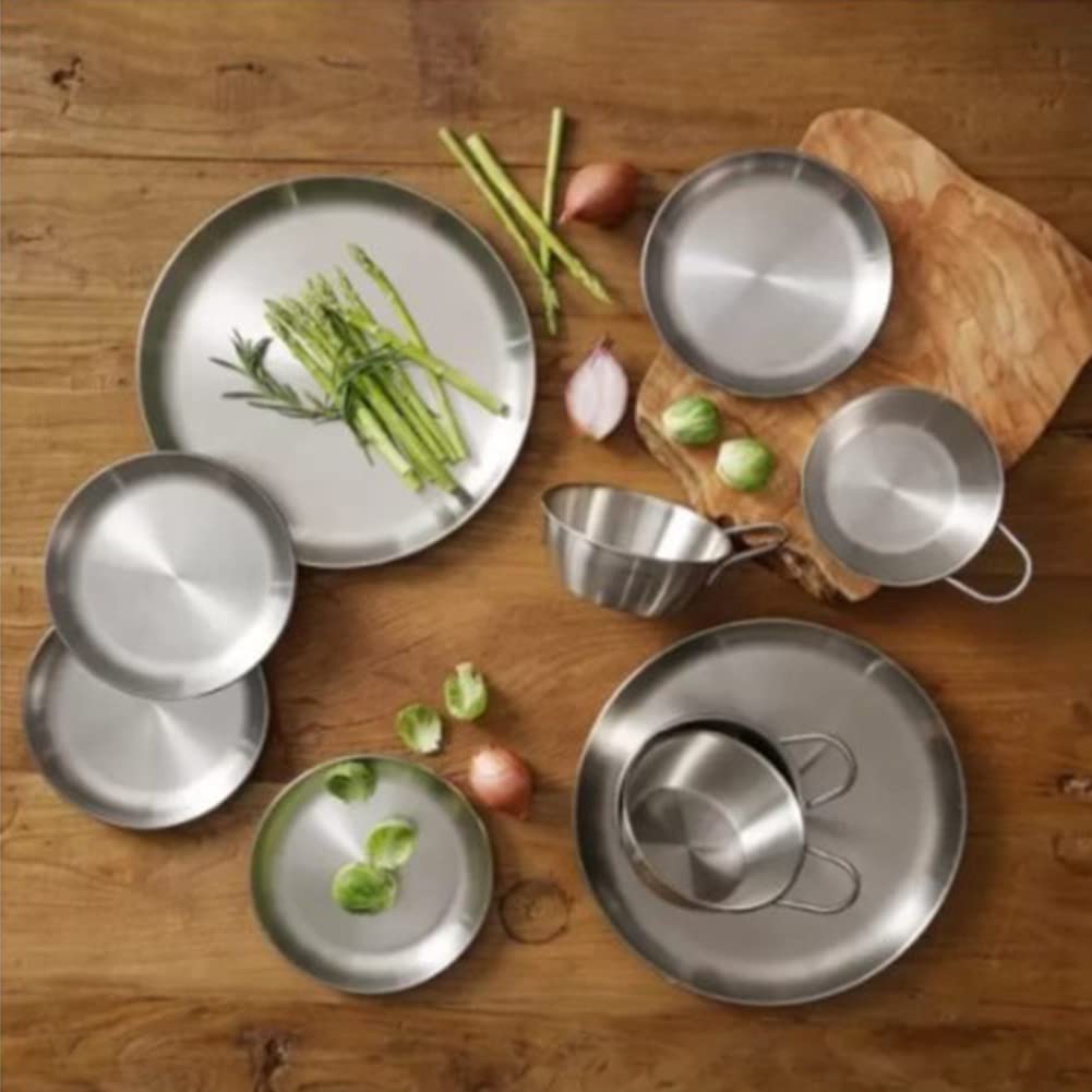 Premium 10-Piece Stainless Steel 304 Camping Dinnerware Set - Plates & Bowls for Outdoor Adventures, Hiking, Beach Picnics & Travel | Durable & Lightweight for Camping, Backpacking & RV Trips