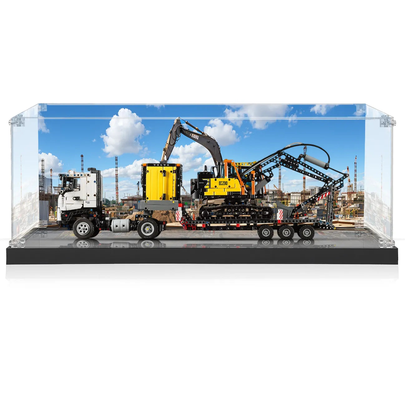 LEGO Volvo FMX Truck & EC230 Electric Excavator 42175 Display Case - Premium Acrylic Showcase for LEGO Technic Models - Perfect for Home Decoration, Office Display & Collector's Showcase