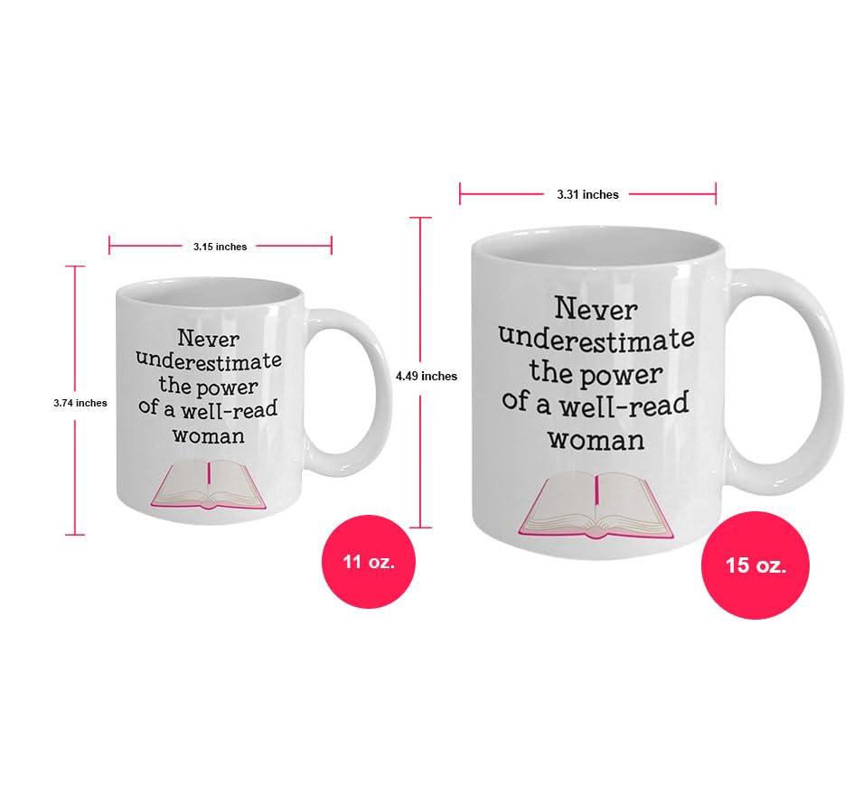 Funny Well Read Woman Mug - Novelty Coffee Tea Hot Cocoa Cup - Perfect Birthday Christmas Anniversary Gift for Book Lovers - Great for Office, Home & Reading Nook