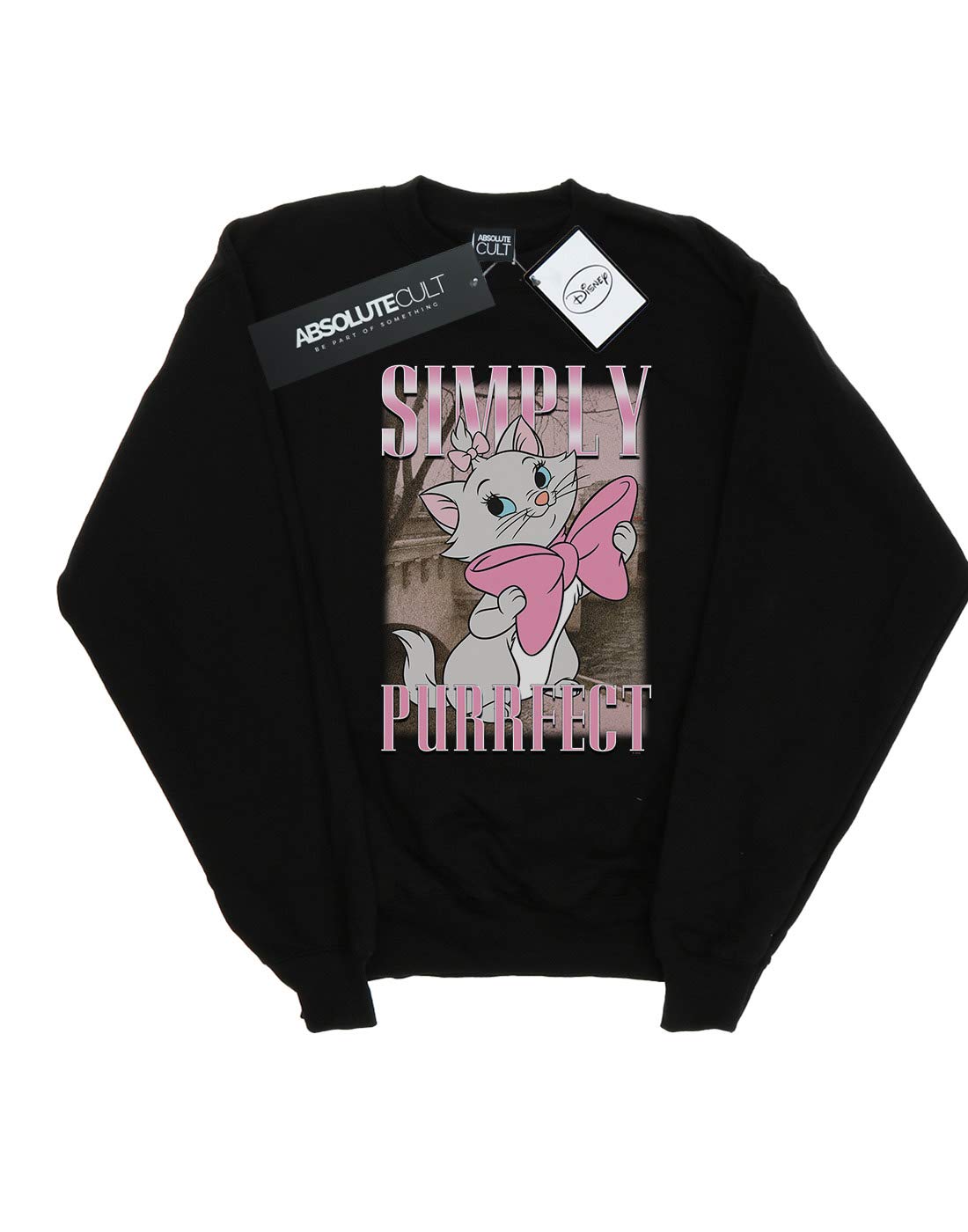 Disney Women's Aristocats Marie Simply Purrfect Homage Sweatshirt - Black Large Size | Cute Cartoon Cat Pullover for Casual Wear, Disney Fan Gifts, Lounge & Movie Nights
