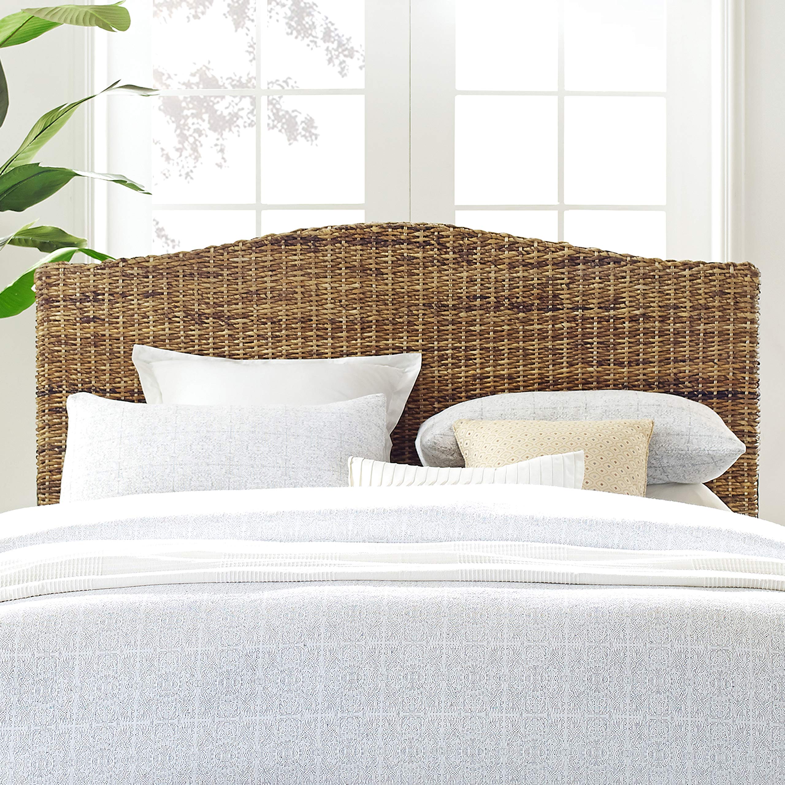 Crosley Furniture Serena Handwoven Natural Fiber Rattan Queen Size Bed Headboard - Eco-Friendly Banana Leaf Design for Boho Bedroom Decor | Perfect for Master Bedroom, Guest Room & Coastal Style Homes