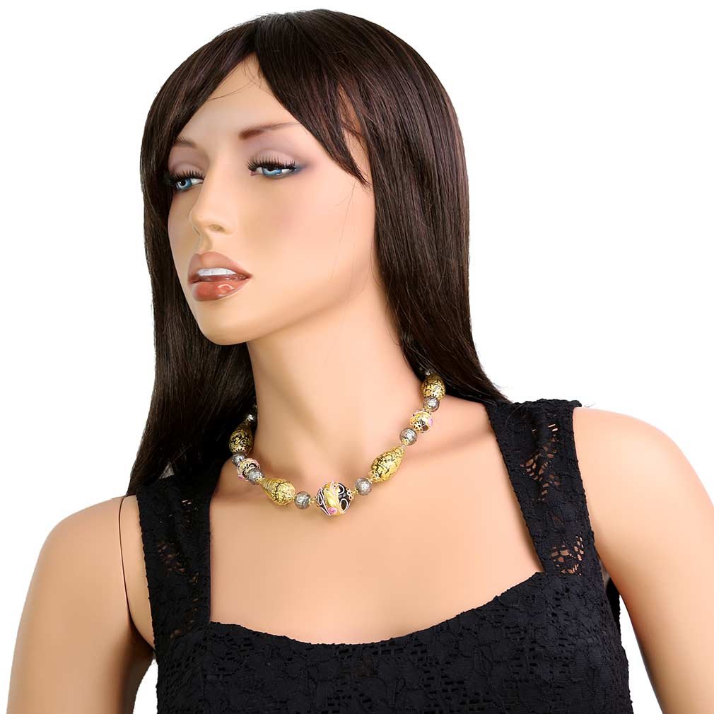 Venetian Murano Glass Necklace - Handcrafted Carnivale di Venezia Jewelry with Cloudy Sky Design | Perfect for Weddings, Parties & Gift Giving