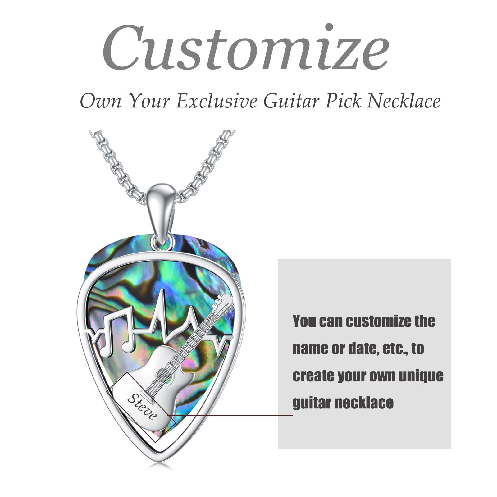 Dorunmo Sterling Silver Guitar Pick Holder Necklace - Personalized Soundwave Pendant for Musicians | Unique Gift for Guitar Lovers & Music Enthusiasts | Perfect for Performances, Concerts & Music Festivals