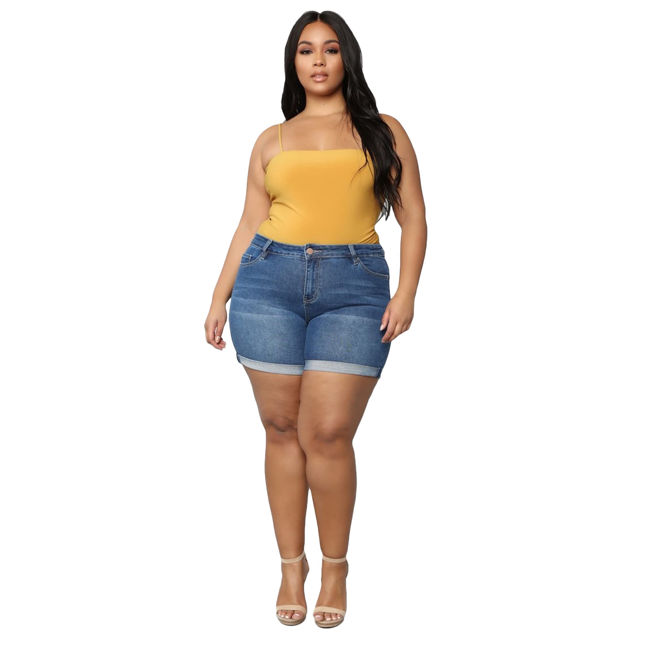 **Sexy High Waist Distressed Denim Shorts for Women - Rolled Hem Slim Fit Hot Pants Plus Size 4X-Large (Blue) | Perfect for Summer Outfits, Beach Vacations & Casual Street Style**