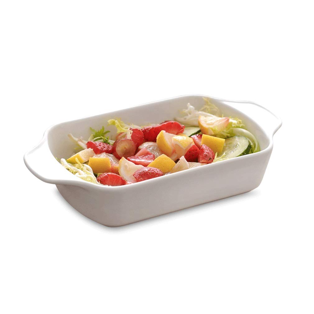 White Ceramic Baking Dish - 8.25 Inch Rectangular Oven-Safe Casserole for Cheese Baked Rice, Microwave & Household Use | Perfect for Meal Prep, Casseroles & Family Dinners