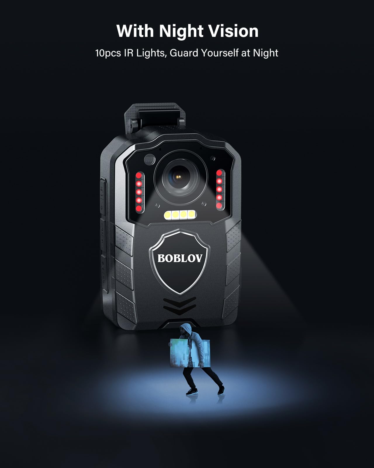 BOBLOV KJ25 1080P Body Camera with 256GB Storage & 3000mAh Battery - 13 Hours Recording, Night Vision, Pre/Post-Recording - Ideal for Law Enforcement, Security Guards & Police Officers - Perfect for Evidence Collection, Patrol Duty & Public Safety Operations