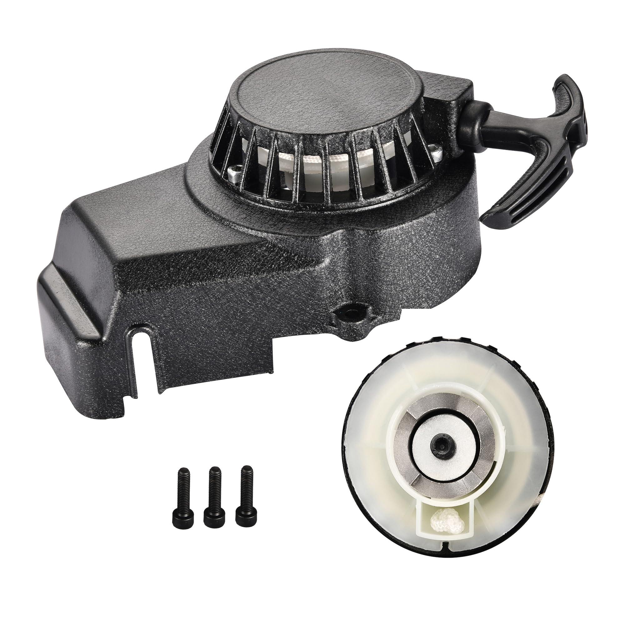 Goofit Black Aluminum Pull Starter with Screws for 47cc 49cc 2-Stroke Engines - Compatible with Pocket Bikes, Mini Bikes, Dirt Bikes, Scooters, ATVs & Motorcycles - Easy Engine Starting for Outdoor Adventures & Off-Road Riding