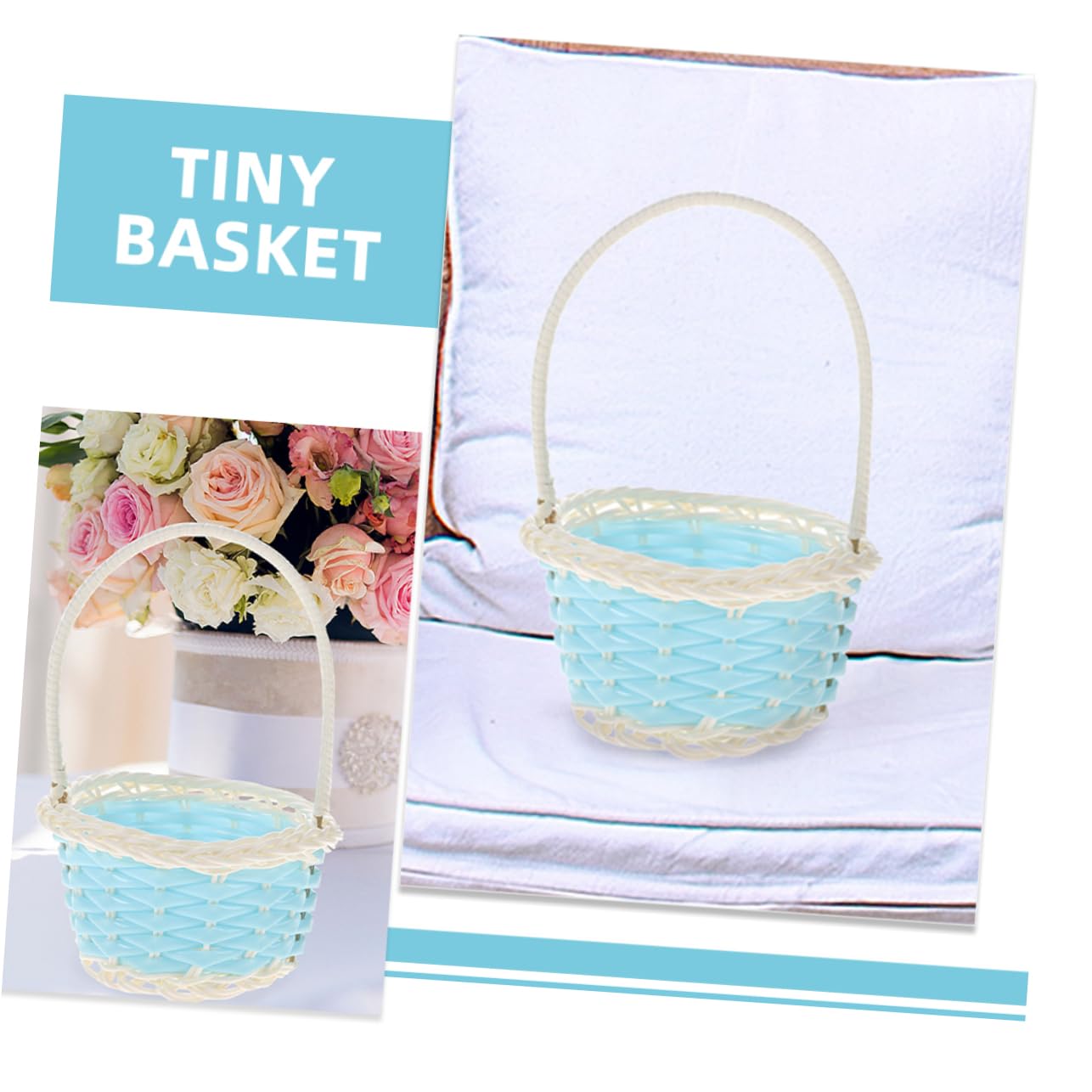 CATIEBYE 6-Piece Small Plastic PP Shopping Baskets - Mini Storage Baskets for Wedding Decor, Home Organization & Gift Packaging