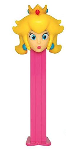 Super Mario Princess Peach Pez Dispenser with 2 Candy Rolls - Pink Stem Collectible Toy for Nintendo Fans | Perfect for Birthday Gifts, Party Favors & Mario Merchandise Collections