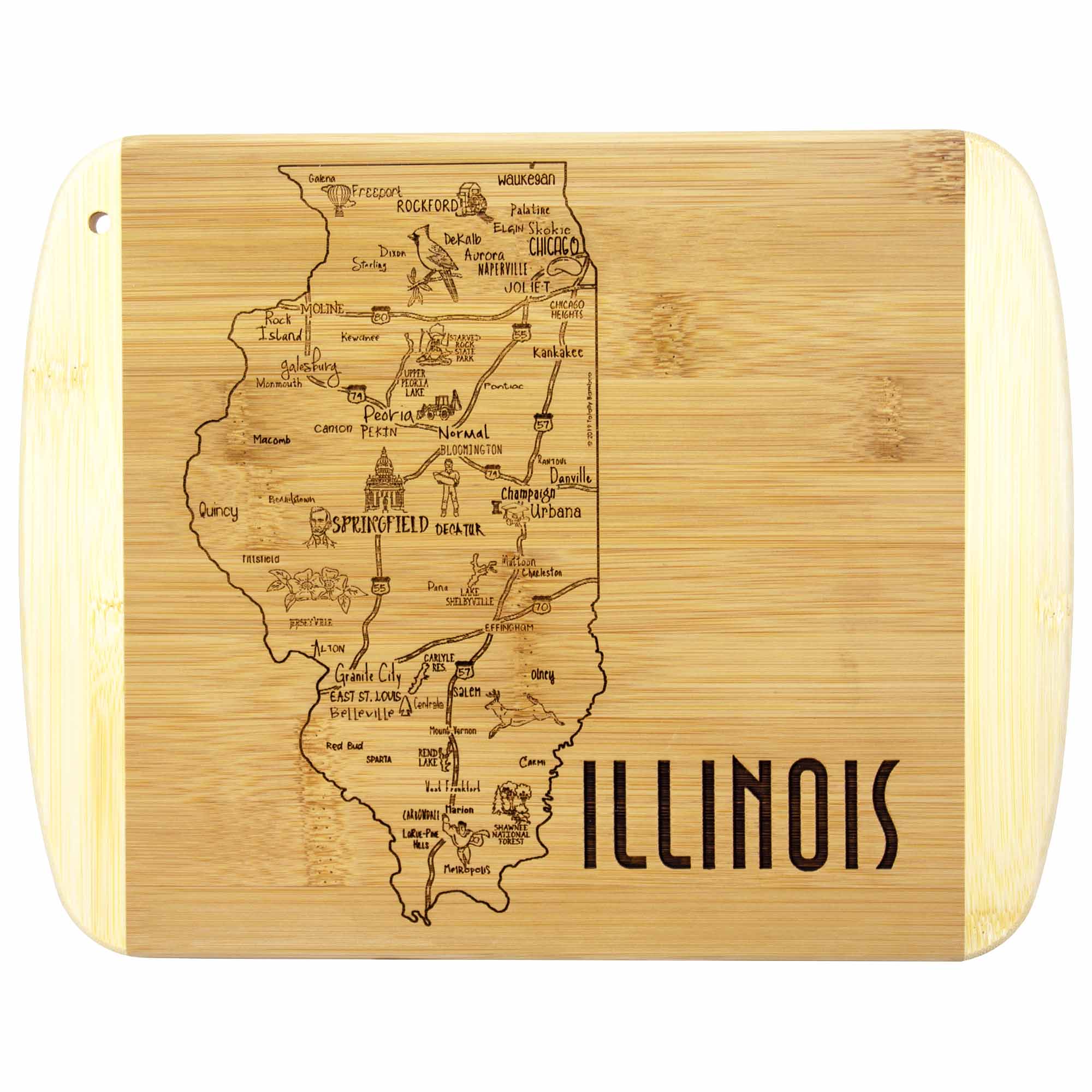 Premium Illinois-Themed Wooden Cutting Board - 11