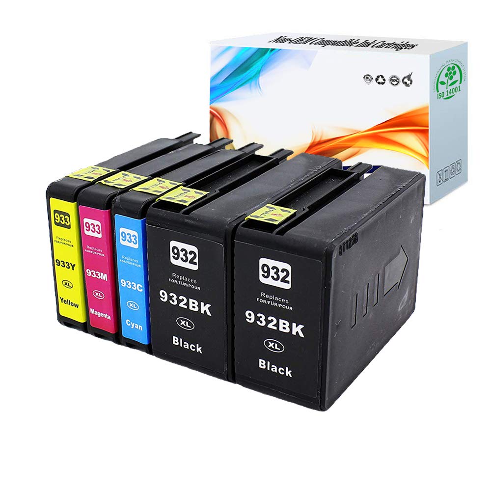 HGZ 5-Pack High-Yield Compatible Ink Cartridge Replacement for HP 932XL 933XL - Works with HP Officejet 6600 6700 6100 7610 7110 7612 Printers - Perfect for Home & Office Printing, Documents, Photos & School Projects